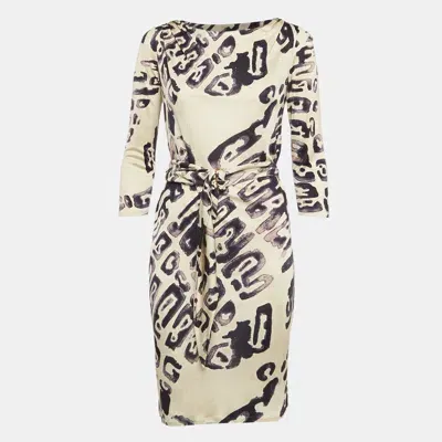 Pre-owned Emilio Pucci Beige Printed Silk Jersey Mini Dress S