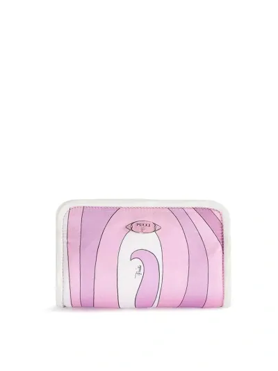 Emilio Pucci Binding Marmo-print Clutch Bag In White