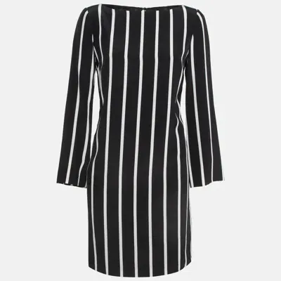 Pre-owned Emilio Pucci Black Pinstripe Silk Short Shift Dress M