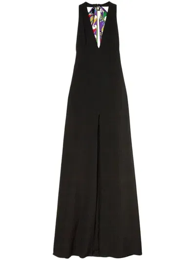 Emilio Pucci Halterneck Maxi Dress In Black