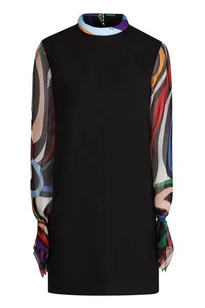 Emilio Pucci Marmo Print Mini Dress In Black