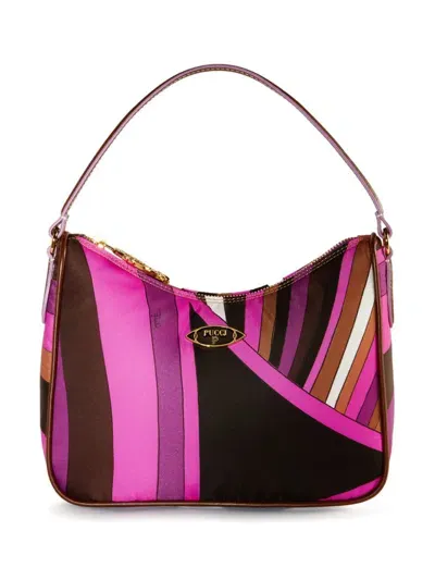 Emilio Pucci Nylon Shoulder Handbag With Graphic Print In Fuchsia