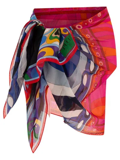 Emilio Pucci Orchidee Print Pareo In Multi