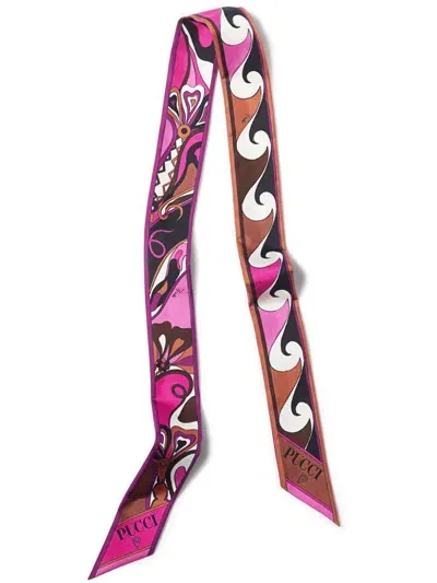 Emilio Pucci Orchidee Print Silk Scarf In Multi