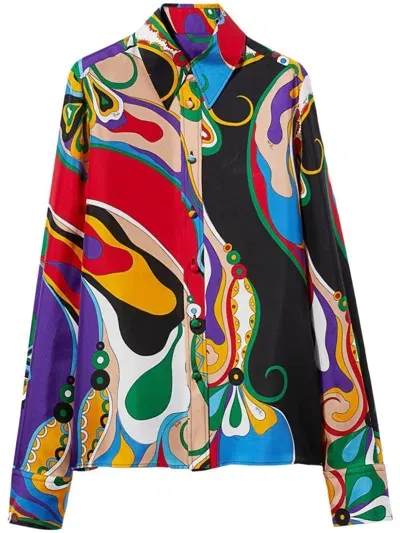 Emilio Pucci Orchidee Print Silk Twill Shirt In Multi