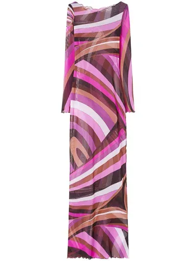 Emilio Pucci Printed Long Dress In Multicolor