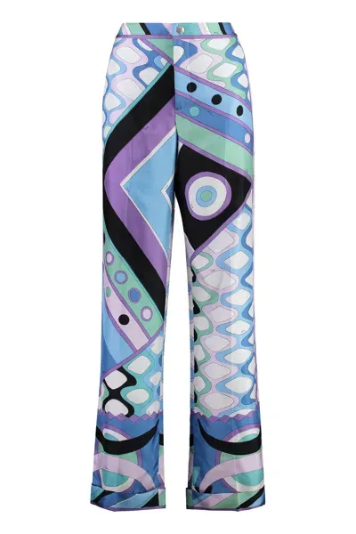 Emilio Pucci Straight Leg Pant In Celeste & Bianco