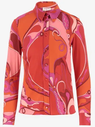 Emilio Pucci Satin Jersey Shirt With Orchid Pattern