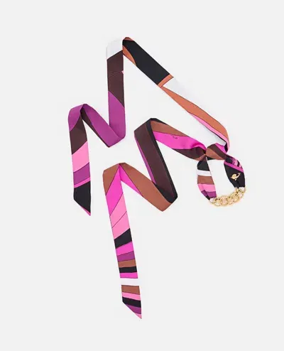 Emilio Pucci Silk Twill Bandeau Chain Bracelet In Multicolor