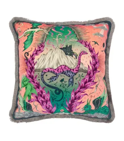 Emma J Shipley Velvet Highlandia Cushion In Pink