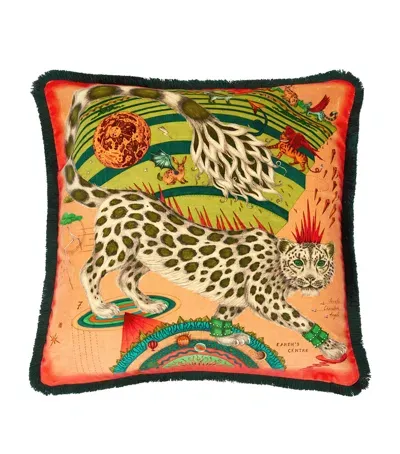 Emma J Shipley Velvet Snow Leopard Cushion In Multi