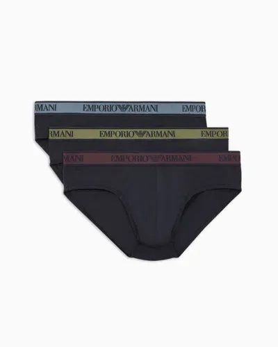 Emporio Armani 3er-pack Slips Mit Mittigem Logo-band In Multi