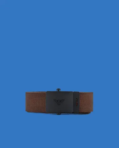 Emporio Armani Asv Black Blue Capsule Collection Webbing Belt In Brown