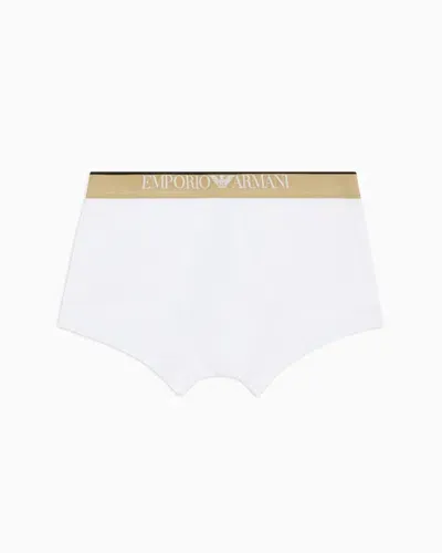 Emporio Armani Asv Eng Anliegende Boxershorts Aus Bio-baumwolle Mit Glänzendem Logoband In White