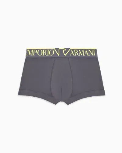 Emporio Armani Asv Eng Anliegende Boxershorts Aus Bio-baumwolle Mit Megalogo In Gray