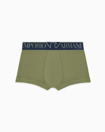 Emporio Armani Asv Eng Anliegende Boxershorts Aus Bio-baumwolle Mit Megalogo In Green