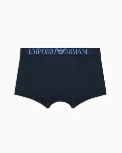 Emporio Armani Asv Eng Anliegende Boxershorts Aus Recycelter Mikrofaser Mit Allover-print In Blue