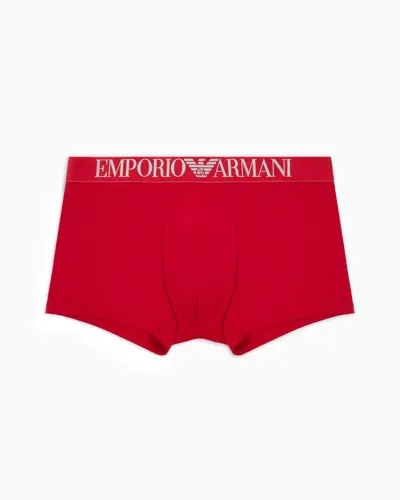 Emporio Armani Asv Eng Anliegende Boxershorts Aus Recycelter Mikrofaser Mit Allover-print In Red