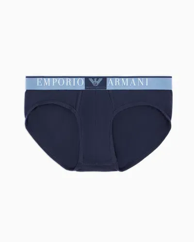 Emporio Armani Asv Slip Aus Bio-baumwolle Mit Adler-logo In Blue