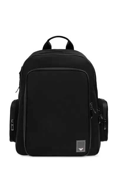 Emporio Armani Backpack With Logo Patch In Black