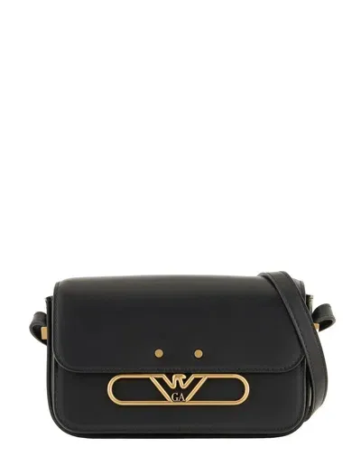 Emporio Armani Luxe Black Leather Shoulder Bag