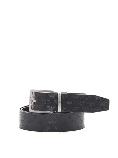 Emporio Armani Belt In Black/blue