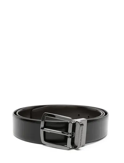 Emporio Armani Leather Belt In Brown