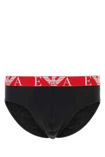 Emporio Armani Black Stretch Cotton Brief Set In Blk