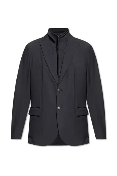 Emporio Armani Blazer With Notch Lapels In Navy