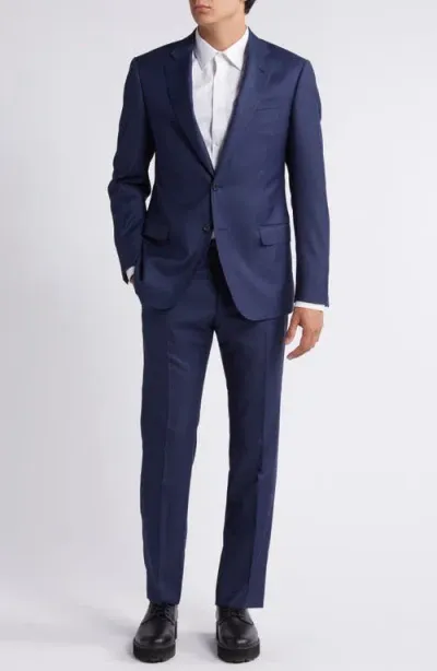 Emporio Armani Blue Mélange Wool Suit In Royal Blue