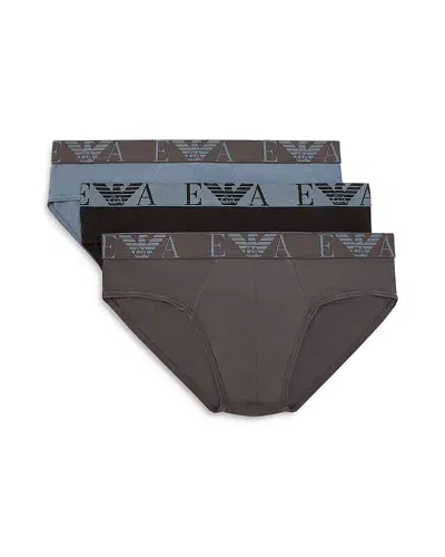 Emporio Armani Bold Monogram Brief, 3 Pack In Lt Cyan