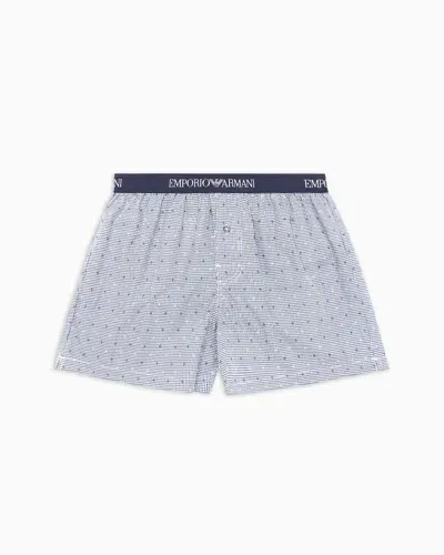 Emporio Armani Boxershorts Aus Jacquard-stoff Mit Allover-muster In Black