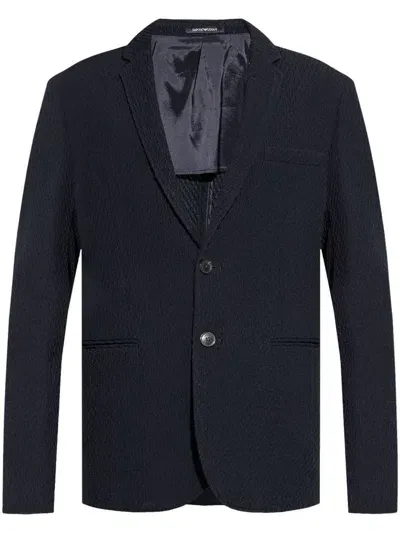 Emporio Armani Buttoned Up Blazer In Blau