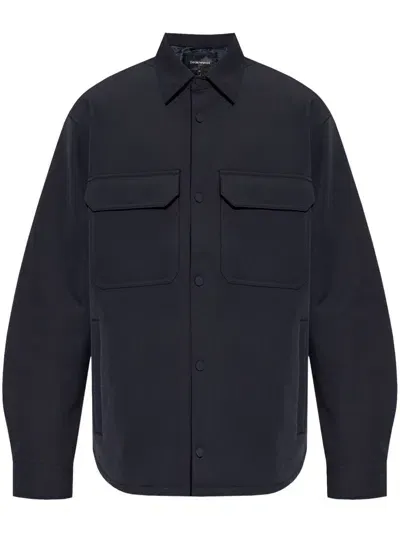 Emporio Armani Buttoned Up Shirt Jacket In Blue