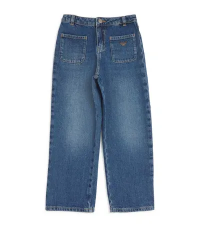 Emporio Armani Kids' Eagle-detail Straight Jeans In Blue