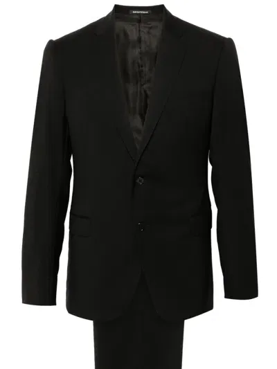 Emporio Armani Elegant Single-breasted Wool Suit In Black