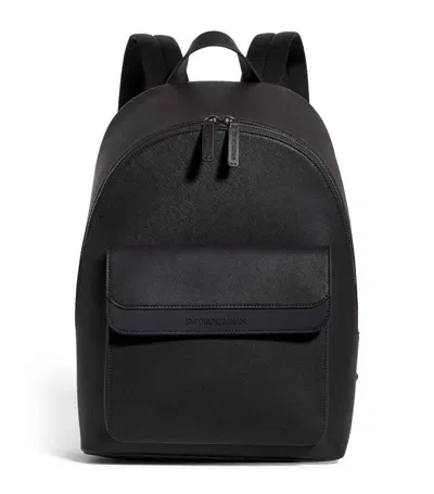 Emporio Armani Recycled Leather Backpack In Black