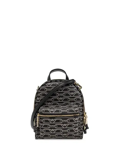 Emporio Armani Jacquard-print Backpack In 黑色