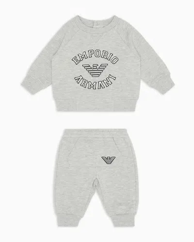 Emporio Armani Kids' Jersey Tracksuit With Oversized Logo In Gray