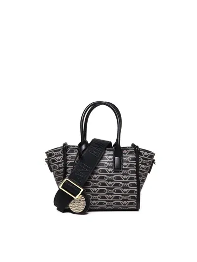 Emporio Armani La Gio Handbag In Nero-ecru