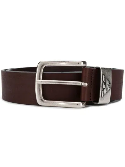 Emporio Armani Leather Belt In Brown