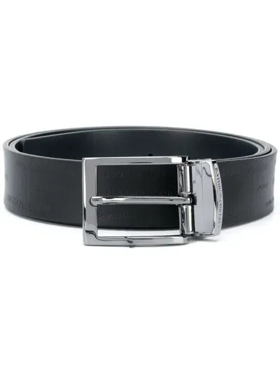 Emporio Armani Leather Belt In Black