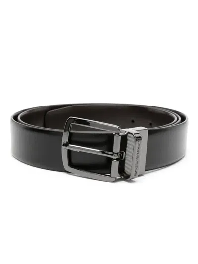 Emporio Armani Leather Belt In Black