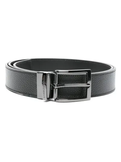 Emporio Armani Leather Belt In Black