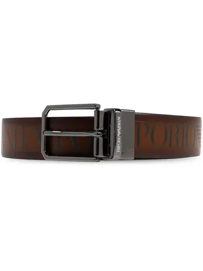 Emporio Armani Leather Belt In Brown