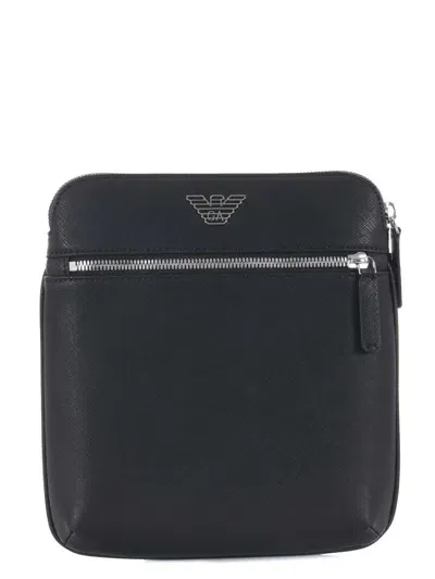 Emporio Armani Leather Crossbody Bag In Black