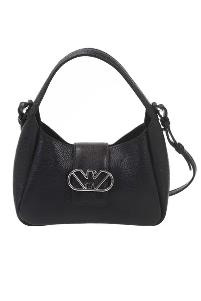 Emporio Armani Leather Hobo Handbag In Black