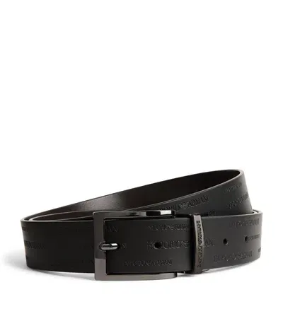 Emporio Armani Leather Reversible Belt In Grey