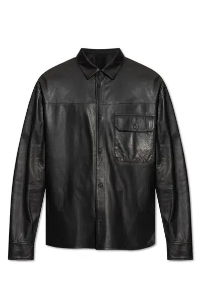 Emporio Armani Leather Shirt In Black Beauty