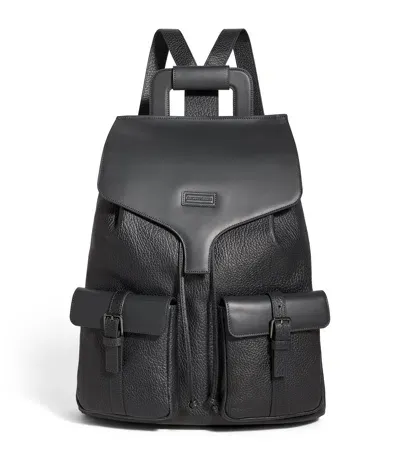 Emporio Armani Leather Twin-pocket Backpack In Grey